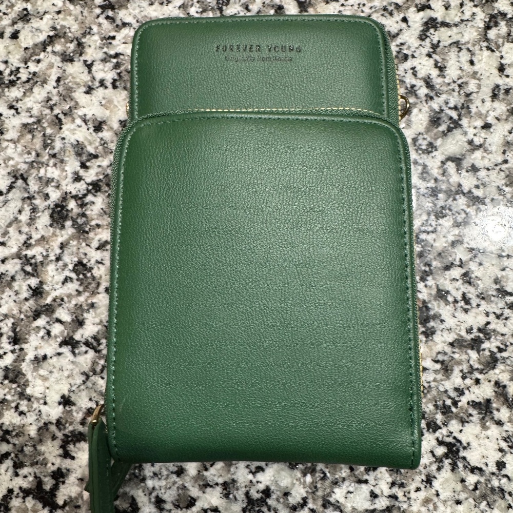 Green Crossbody Wallet Bag- New